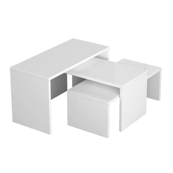 Set of 3 tables Alexandra House Living Valkoinen Puu MDP 32 x 65 x 30 cm 24 x 65 x 30 cm 39 x 65 x 30 cm