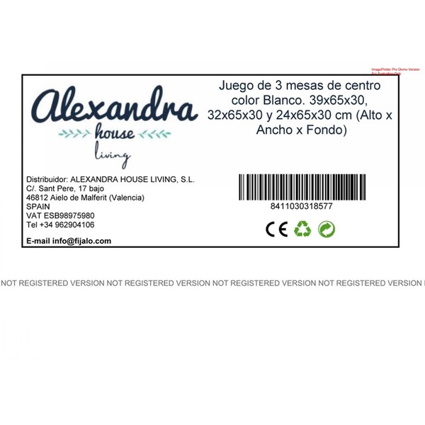 3 galdu komplekts Alexandra House Living Balts Koks MDP 32 x 65 x 30 cm 24 x 65 x 30 cm 39 x 65 x 30 cm