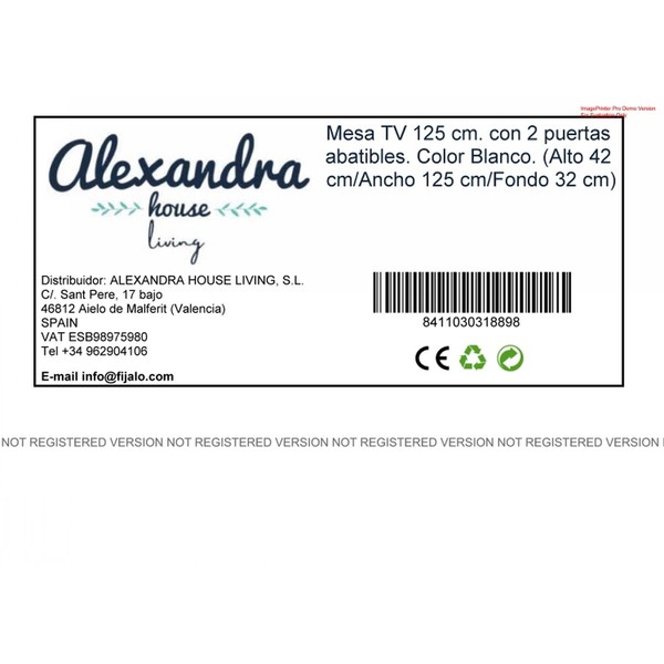 TV mēbeles Alexandra House Living Balts 125 x 42 x 32 cm