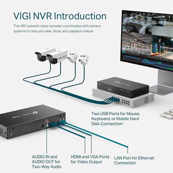 Сетевое записывающее видеоустройство TP-Link VIGI NVR1004H 10 TB