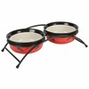 Cat Feeder Trixie Eat on Feet Black Red Cream Ø 12 cm Metal Ceramic Double (2 Units)