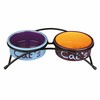 Cat Feeder Trixie Eat on Feet Orange Light Blue Lilac Ceramic Iron Ø 12 cm (2 Units)