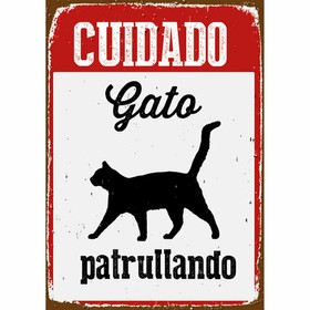 Lenta Magnet & Steel ["Cuidado Gato Patrullando"] 14,8 x 21 cm