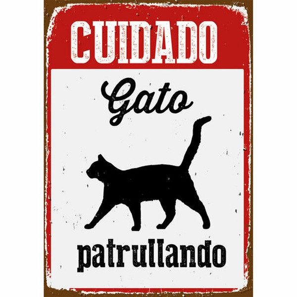Доска Magnet & Steel ["Cuidado Gato Patrullando"] 14,8 x 21 cm