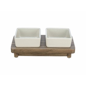 Koiran ruoka-annostelija Trixie CityStyle Ruskea Harmaa Keraminen Silikoni Puu MDF 2 x 400 ml