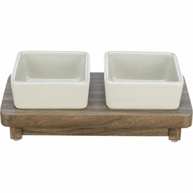 Koiran ruoka-annostelija Trixie CityStyle Ruskea Harmaa Keraminen Silikoni Puu MDF 2 x 400 ml