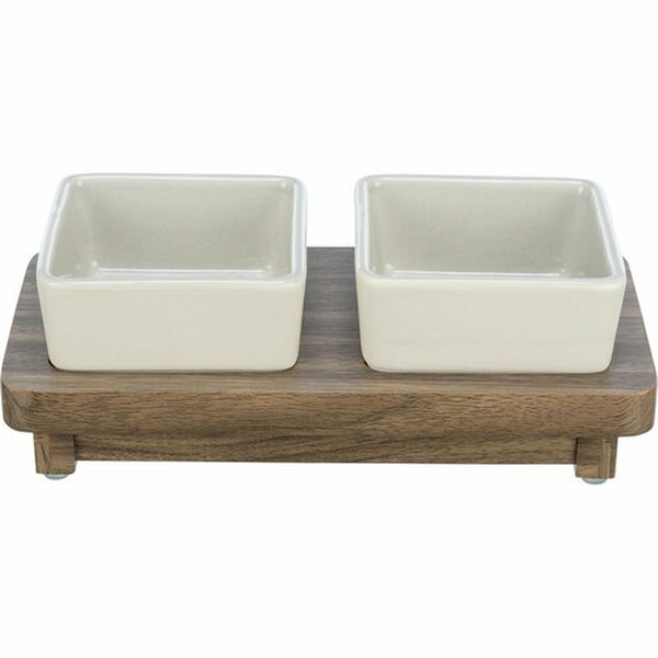 Dog Feeder Trixie CityStyle Brown Grey Ceramic Silicone MDF Wood 2 x 400 ml