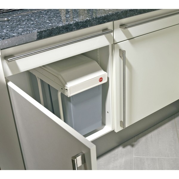 Waste bin Hailo Multi-Box duo L White Grey Cream Steel Plastic 2 drawers 14 L Integrable (2 Units)