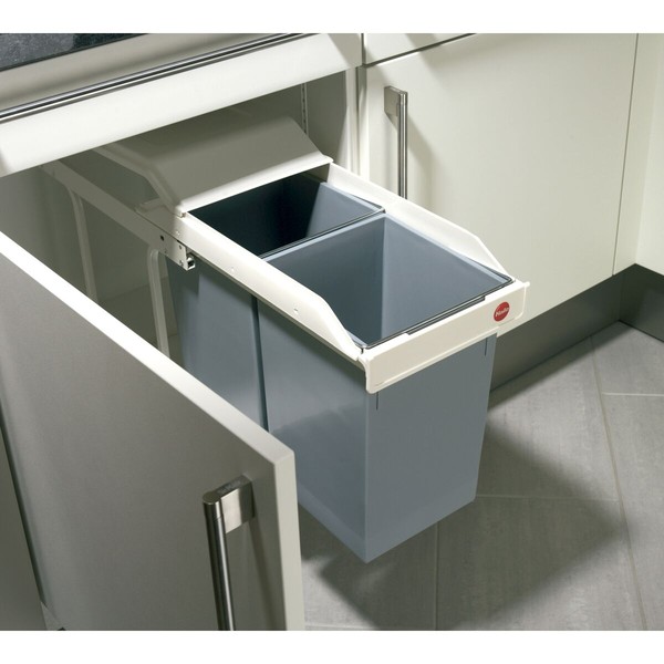 Мусорное ведро Hailo Multi-Box duo L Белый Серый Кремовый Сталь Пластик 2 ящика 14 L Интегрированный (2 штук)