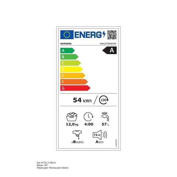 Pesukone Samsung WW12T504DTW 60 cm 1400 rpm 12 kg