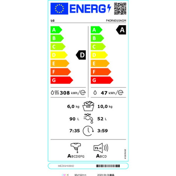 Washer - Dryer LG F4DR6010AGM 10kg / 6kg Juoda