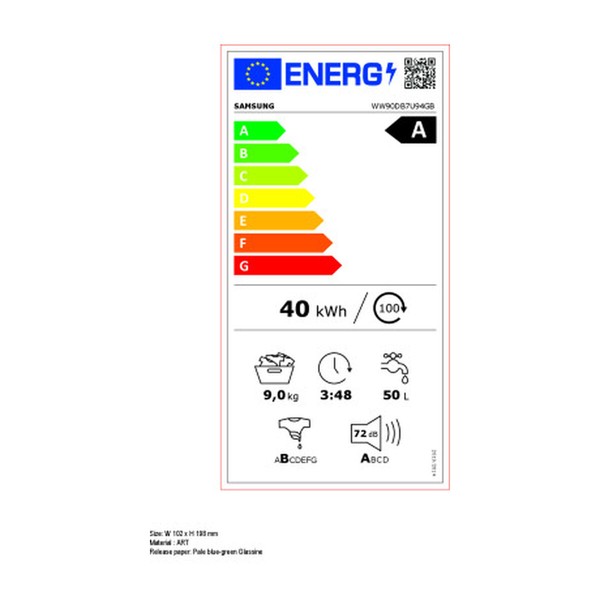 Mazgāšanas mašīna Samsung WW90DB7U94GBU3 60 cm 9 kg