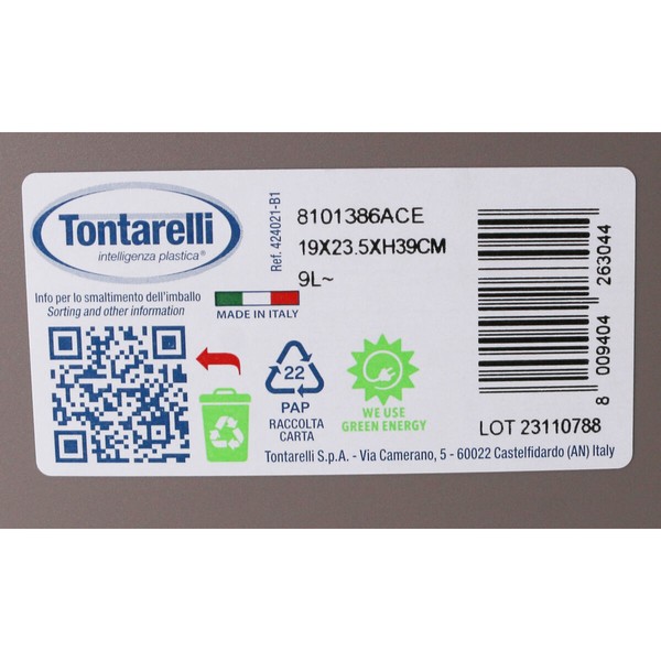 Atkritumu tvertne Tontarelli Aurora 9L (12 gb.)