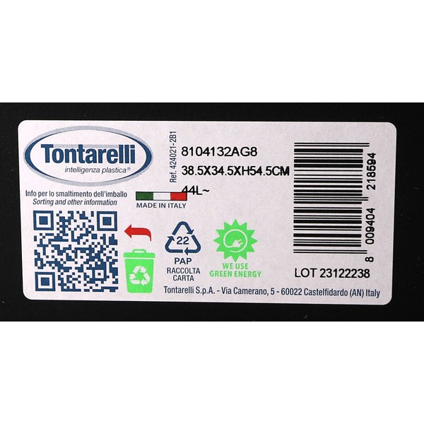 Roskakori Tontarelli Coverline Vihreä 44 L Musta 38,5 x 34,5 x 54,5 cm (6 osaa)