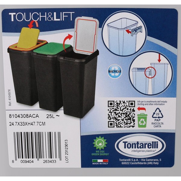Atkritumu tvertne Inde Touch&lif Pelēks (6 gb.)
