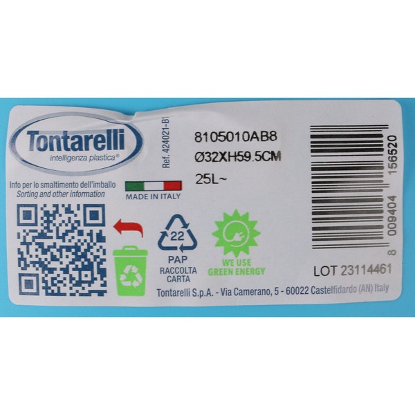 Rubbish bin Tontarelli Small hoop 25 L (10 Units) Blue