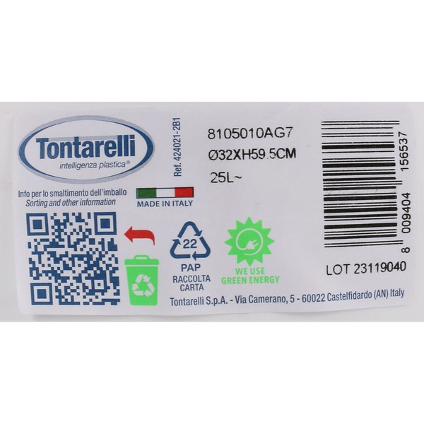 Rubbish bin Tontarelli Small hoop (10 Units) White 25 L