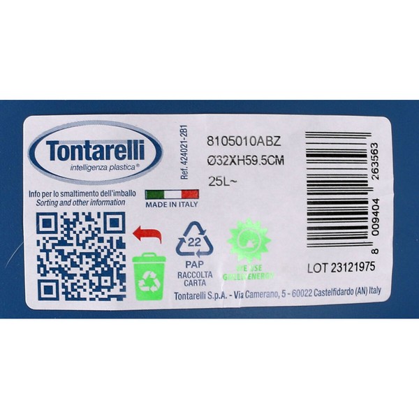 Atkritumu Tvertne Tontarelli Small hoop Zils 25 L 32 x 59,5 cm (10 gb.)