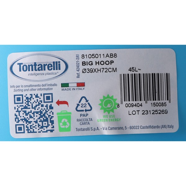 Roskakori Tontarelli Big hoop Sininen Musta 50 L 39 x 39 x 72 cm (10 osaa)