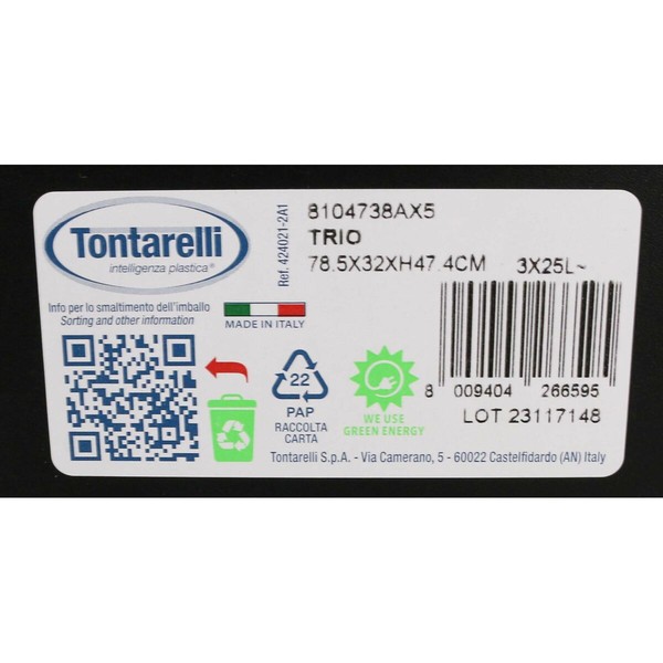 Recycling Waste Bin Tontarelli Yellow White Green (6 Units)