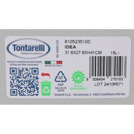 Roskasanko polkimella Tontarelli Idea Harmaa 18 L (4 osaa)