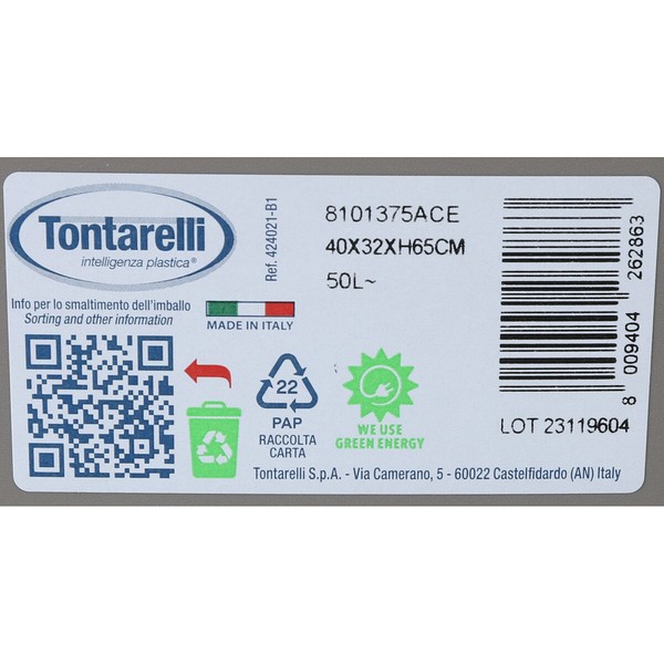 Roskasanko Tontarelli Aurora Harmaa 55 L (6 osaa)