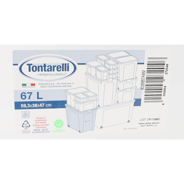 Storage Box with Wheels Tontarelli 59 x 38'5 x 47'5 cm (4 Units)