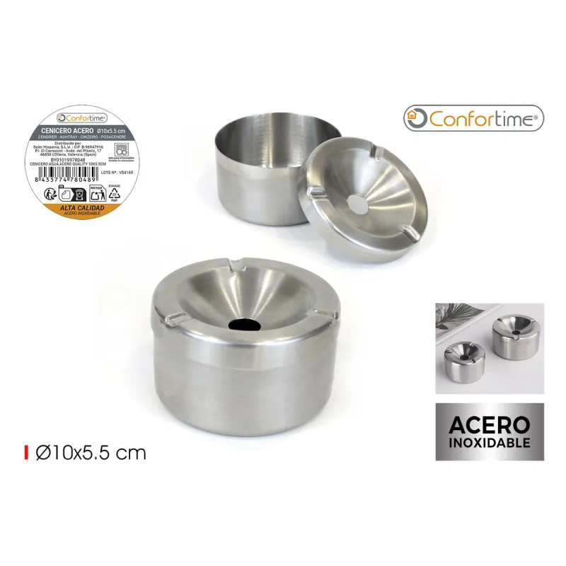 Ashtray Confortime Steel 10 x 5,5 cm (12 Units)