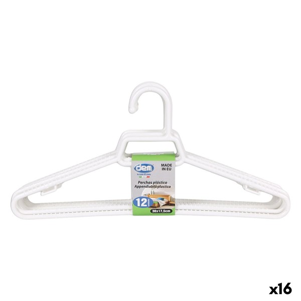 Drabužių pakabų rinkinys Dem Dem Balta Plastmasinis 38 x 17,5 x 0,5 cm 12 Dalys (16 vnt.)