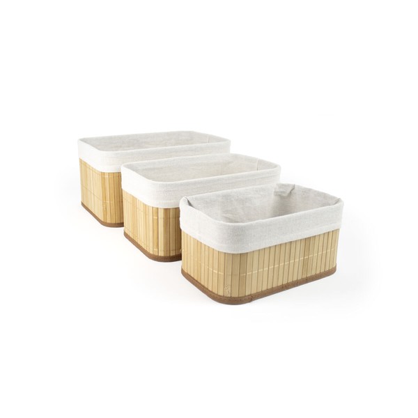 Basket set Confortime Brown Beige Bamboo 3 Pieces (8 Units)
