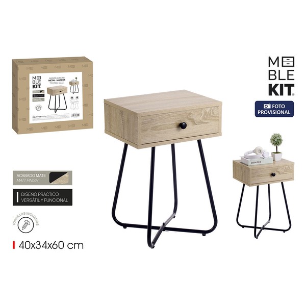 Sivupöytä MobleKit Ruskea Musta 40 x 34 x 60 cm (3 osaa)