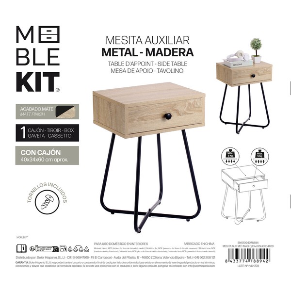 Side table MobleKit Brown Black 40 x 34 x 60 cm (3 Units)