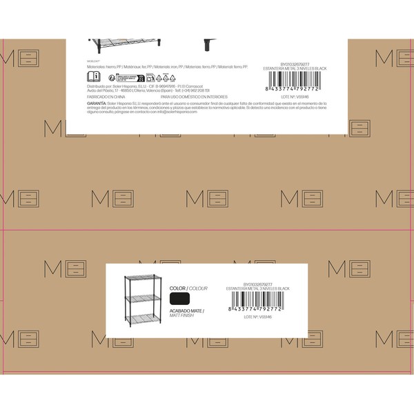 Hyllyt MobleKit Musta Metalli 56 x 35 x 82 cm (2 osaa)