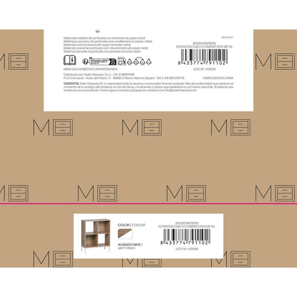 Lentyna MobleKit Balta Ruda Medžio Metalinis 60 x 29 x 72 cm