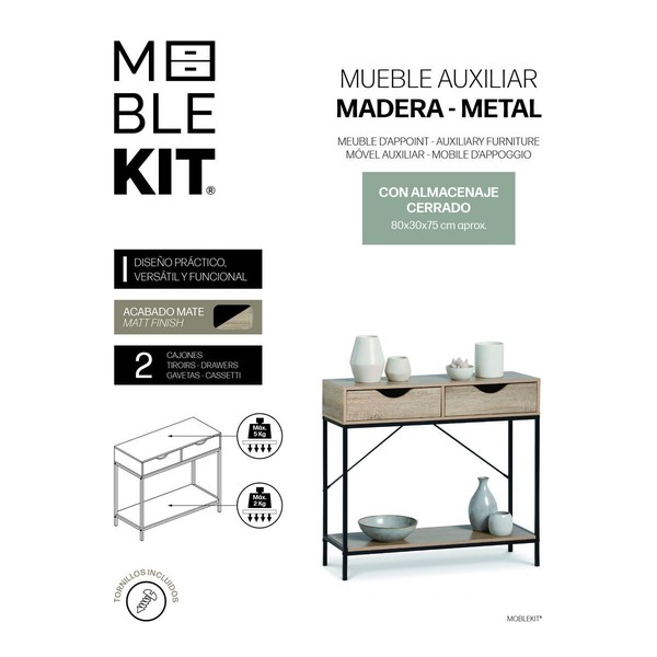 Occasional Furniture MobleKit Brown Black 80 x 30 x 75 cm