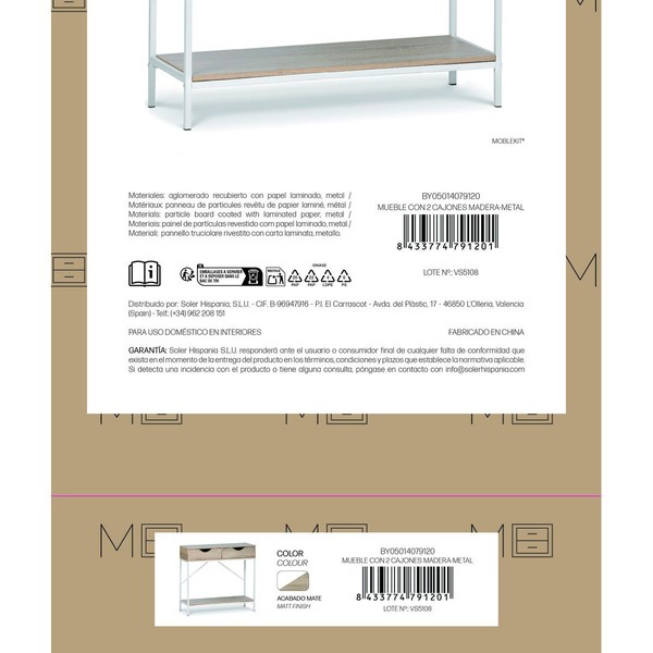 Occasional Furniture MobleKit White Brown 80 x 30 x 75 cm