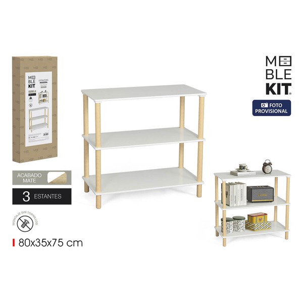 Plaukti MobleKit Balts Koks 80 x 35 x 75 cm