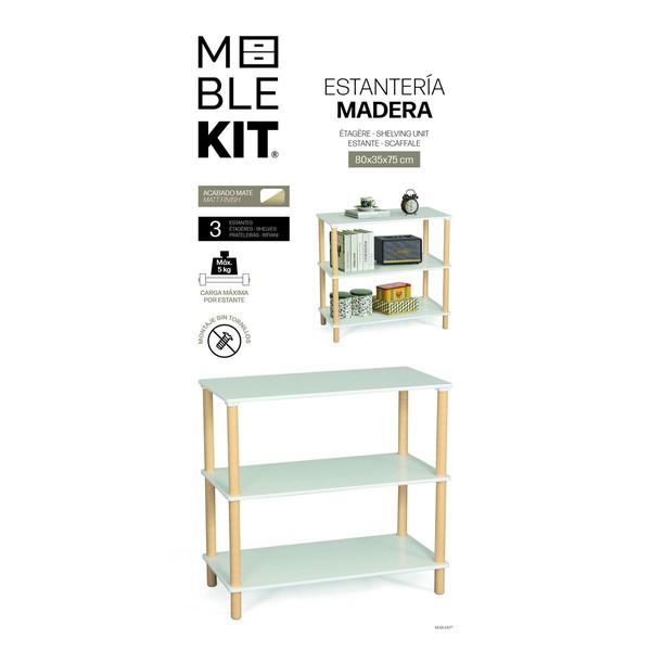 Lentyna MobleKit Balta Medžio 80 x 35 x 75 cm