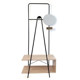 Naulakko peilillä Vinthera Moa Musta Beige Metalli Puu MDF 76 x 180 x 40 cm