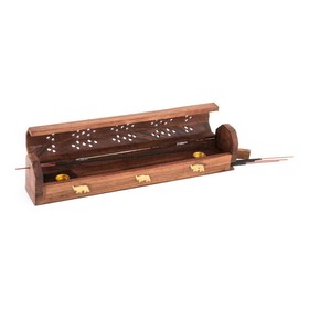Essential oil burner DKD Home Decor Wood Bamboo Mandala Natural 26 x 8 x 8 cm Incense (6 Units)