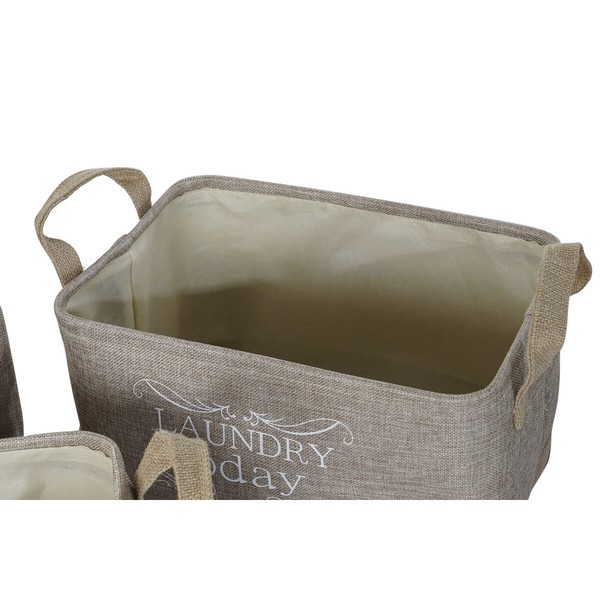 Универсальная корзина DKD Home Decor Бежевый Серый Светло-коричневый 40 x 30 x 24 cm Деревянный 3 Предметы (3 штук)