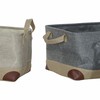 Daudzfunkcionāls grozs DKD Home Decor Bēšs Pelēks Gaiši brūns 40 x 30 x 24 cm Koks 3 Daudzums (3 gb.)