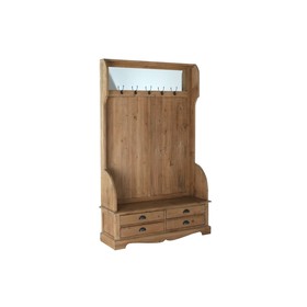 Coat rack with shelf DKD Home Decor Brown Black Pinewood Mirror Natural Alpino 124 x 40 x 200 cm