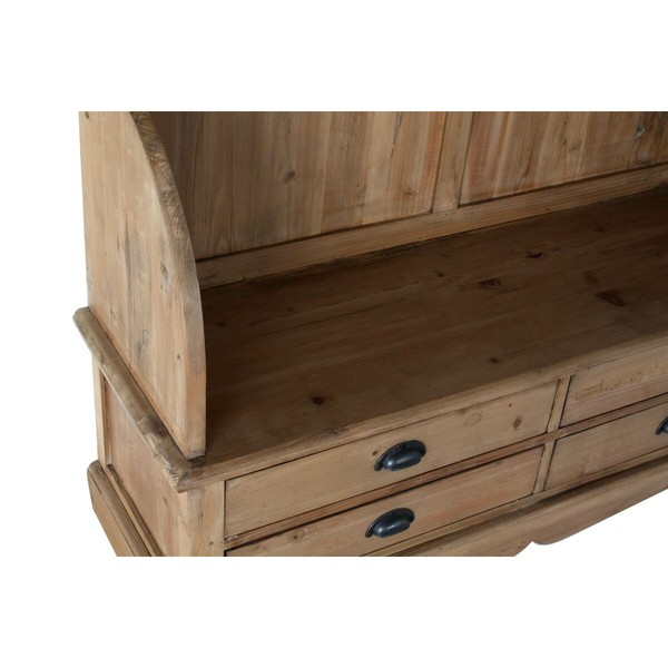 Takkiteline hylylllä DKD Home Decor Ruskea Musta Mäntypuu Peili Luonnollinen Alpino 124 x 40 x 200 cm