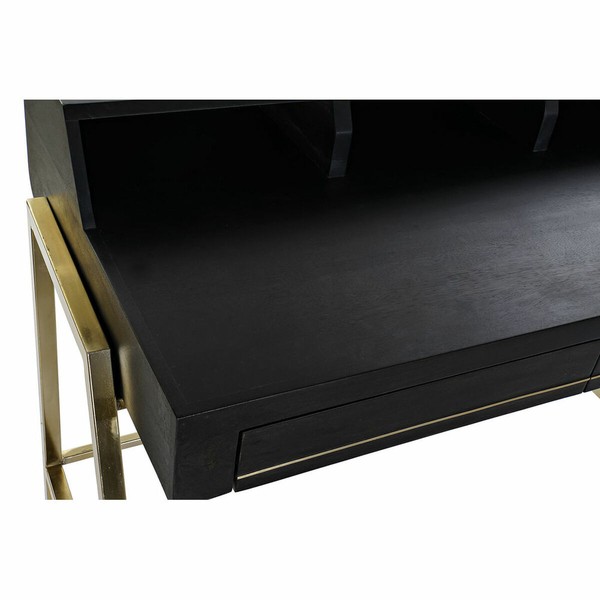 rakstāmgalds DKD Home Decor Melns Metāls Bronza Mango koks (125 x 74 x 93.5 cm)