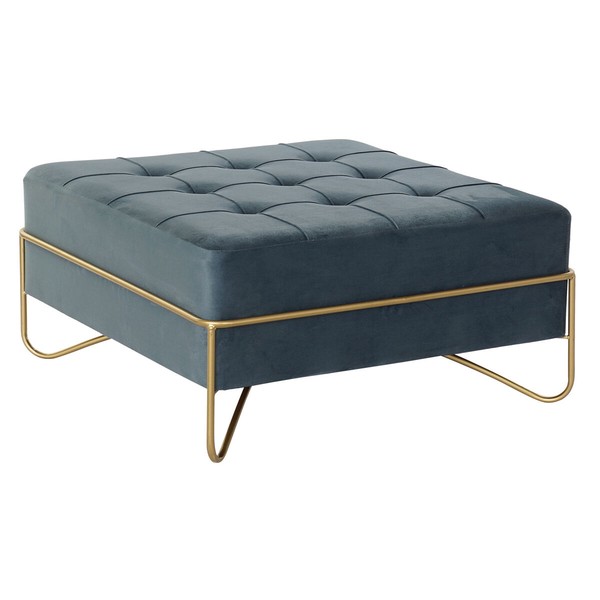 Taburete DKD Home Decor   Putas Zils Bronza Metāls Poliesters Samts Koks MDF (80 x 80 x 42 cm)