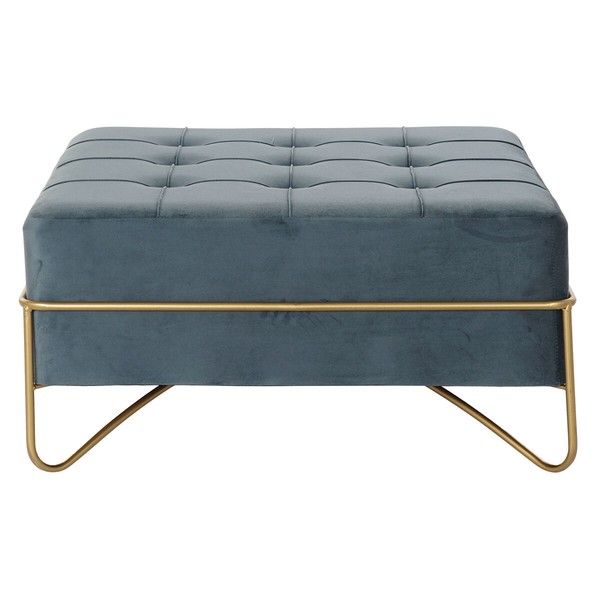 Taburete DKD Home Decor   Putas Zils Bronza Metāls Poliesters Samts Koks MDF (80 x 80 x 42 cm)