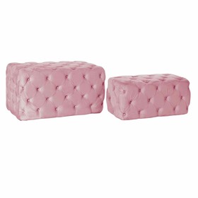 Taburetė DKD Home Decor   Rožinė Poliesteris Aksomas Medžio MDF (88 x 53 x 47,76 cm)