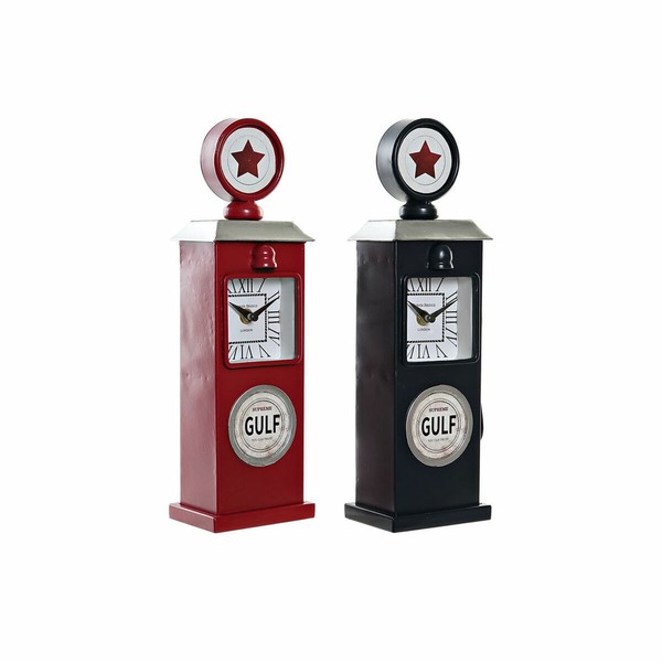Table clock DKD Home Decor Red Navy Blue Petrol Vintage gasolinera (2 Units)