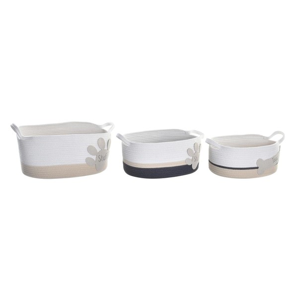 Korisetti DKD Home Decor Valkoinen Harmaa Kerma 60 x 31 x 25 cm 3 Kappaletta